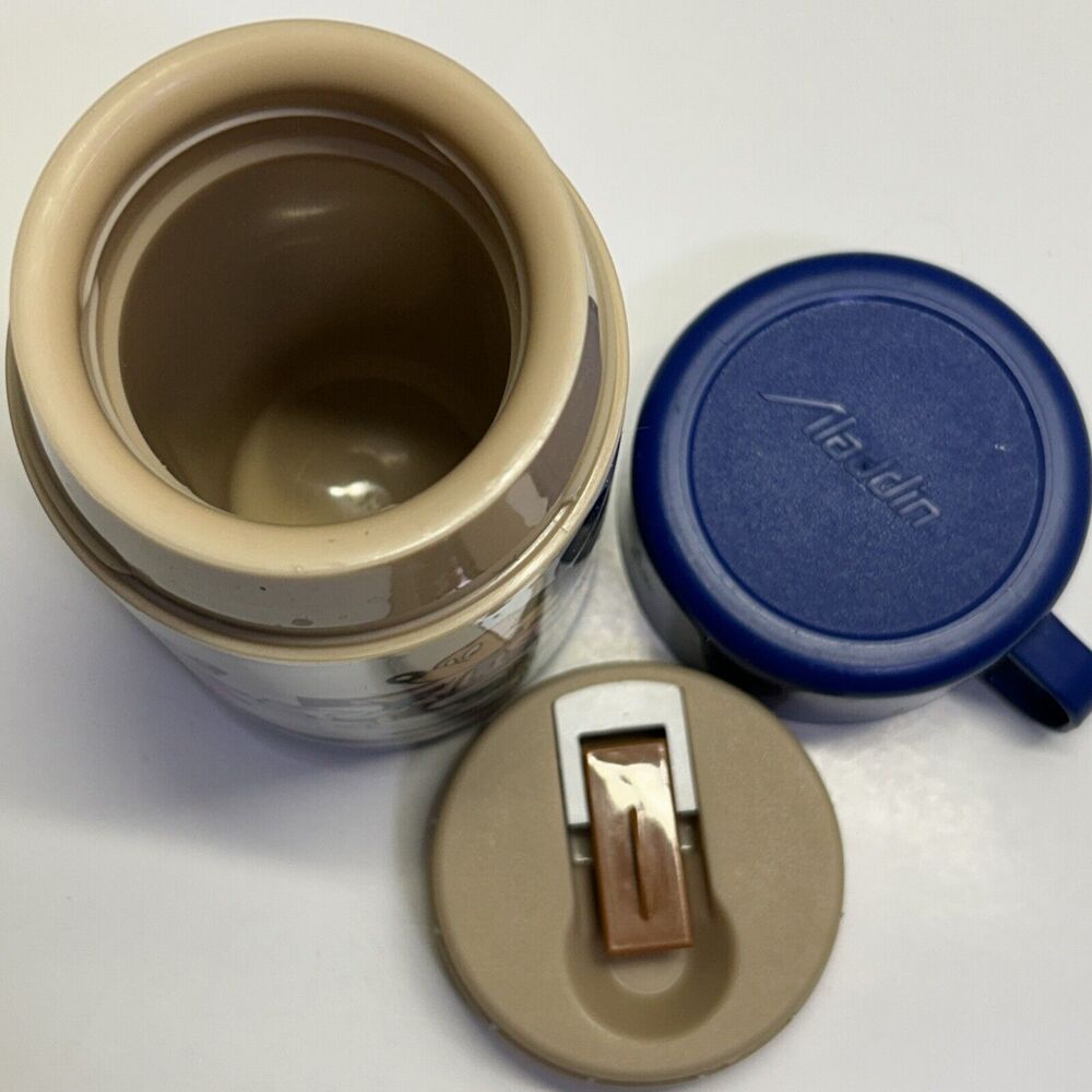 VTG Mickey & Minnie Mouse Blue Thermos Aladdin With Bottle, Screw On Cap,Lid/Cup - Picture 6 of 7